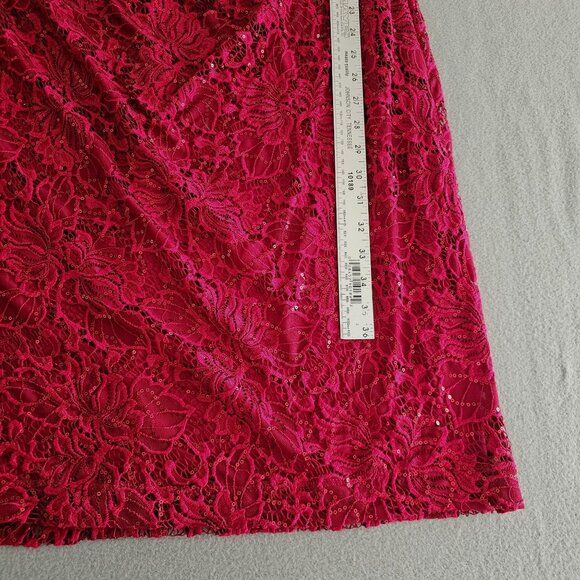 Jessica Howard Cocktail Dress 16W Lace Sequin Overlay Deep Red Holiday Christmas - Picture 12 of 16